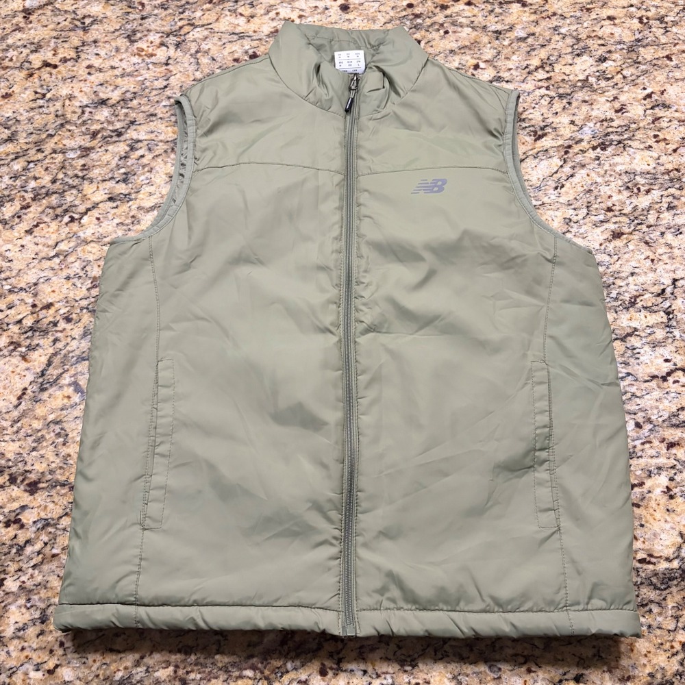 New Balance Mens Olive Green Full Zip Athletic Puffer Vest Size M ws